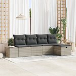 vidaXL Ensemble de canapé de jardin 5 pièces avec coussins Gris Clair Rattan