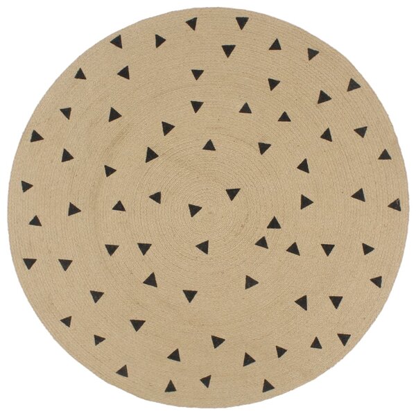 vidaXL Tapis fait à la main Jute avec imprimé à triangles 120 cm