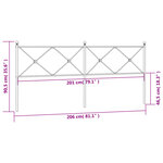 vidaXL Tête de lit métal noir 200 cm
