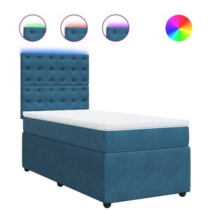 vidaXL Sommier à lattes de lit avec matelas bleu 80x200 cm velours