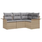 vidaXL Ensemble de canapé de jardin 4 pièces avec coussins Beige poly rattan