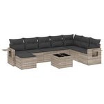 vidaXL Salon de jardin 9 Pièces avec coussins gris clair résine tressée