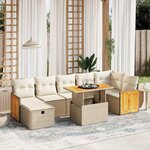 vidaXL Salon de jardin avec coussins 8 Pièces beige résine tressée