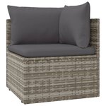 vidaXL Salon de jardin 5 Pièces avec coussins Gris Résine tressée