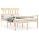 vidaXL Lit pour personne âgée et tête de lit petit double bois massif