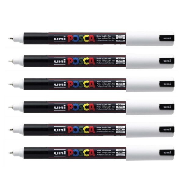 Marqueur pointe calibrée extra-fine pc1mr 0 7mm blanc x 6 POSCA