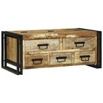 vidaXL Table Basse 90x50x38 cm en Bois Massif de Mangue Brut