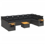vidaXL Salon de jardin 11 Pièces avec coussins noir résine tressée