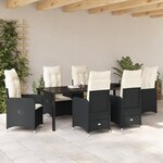 vidaXL Ensemble de Salle à Manger de Jardin 7 pièces avec Coussins en Rattan Synthétique Noir