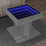 vidaXL Table basse avec LED sonoma gris 50x50x45 cm bois d'ingénierie