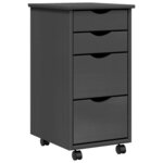 vidaXL Armoire roulante avec tiroirs MOSS gris bois de pin solide