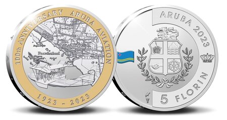 Pièce de monnaie 5 Florin Aruba Aviation 2023 – Argent BE