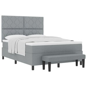 vidaXL Lit avec sommier et banc gris clair 140x190 cm en tissu