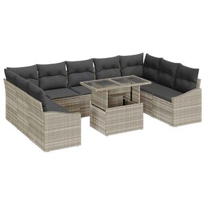 vidaXL Ensemble de canapé de jardin 10 Pièces Gris clair 100 x 55 x 73 cm