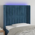 vidaXL Tête de lit à LED Bleu foncé 83x16x118/128 cm Velours