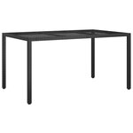 vidaXL Table de jardin 150x90x75cm Verre trempé et résine tressée Noir