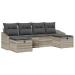 vidaXL Ensemble de canapé de jardin 6 pièces avec coussins en rattan gris clair