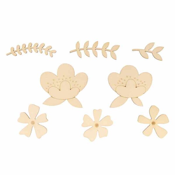 Set 27 Silhouettes Fleurs - Bois