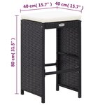 vidaXL Ensemble de bar de jardin 7 Pièces avec coussins poly rotin noir