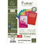 Paquet De 100 Chemises À Fenetre Forever - 22x31cm - Vert Vif - X 4 - Exacompta