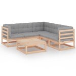vidaXL Salon de jardin 6 Pièces avec coussins Bois de pin massif