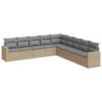 vidaXL Salon de jardin avec coussins 9 Pièces beige résine tressée