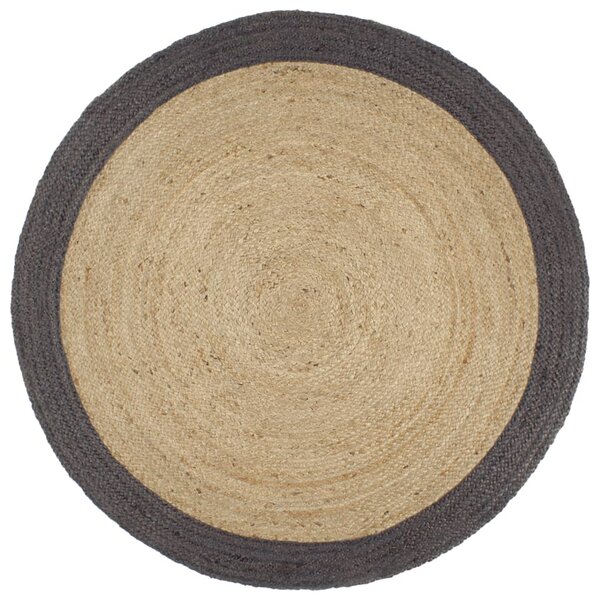 vidaXL Tapis fait à la main Jute avec bord gris foncé 210 cm