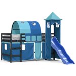 vidaXL Lit mezzanine enfants avec tour bleu 90x200 cm bois pin massif