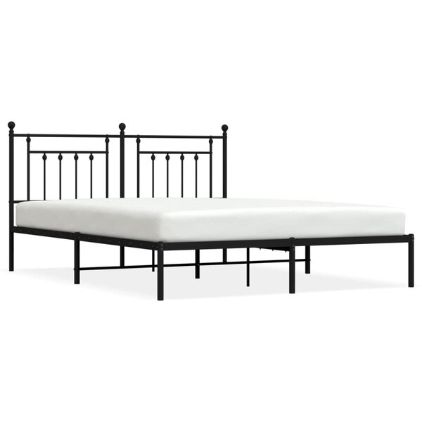 vidaXL Cadre de lit métal avec tête de lit noir 183x213 cm