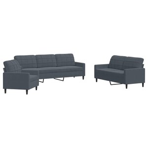 vidaXL Ensemble de canapés 3 Pièces avec coussins Gris foncé Velours
