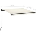 vidaXL Auvent manuel rétractable avec LED 3 5x2 5 m Crème