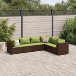 vidaXL Salon de jardin 6 Pièces avec coussins Marron Résine tressée