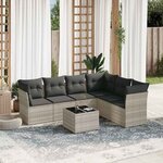 vidaXL Salon de jardin avec coussins 7 Pièces gris clair résine tressée