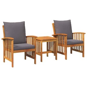 vidaXL Ensemble de canapé de jardin avec coussin 3 Pièces Huile Naturelle