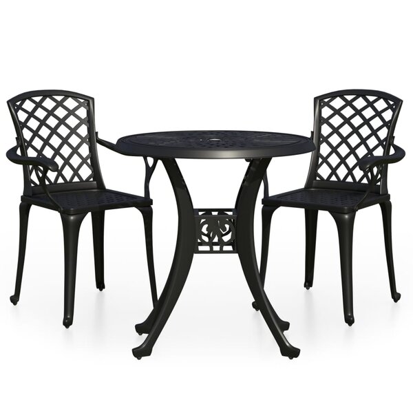 vidaXL Ensemble de bistro 3 Pièces Aluminium coulé Noir