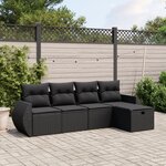 vidaXL Salon de jardin 5 Pièces avec coussins noir résine tressée