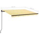 vidaXL Auvent automatique capteur de vent LED 3 5x2 5 m Jaune et blanc