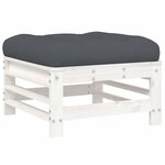 vidaXL Salon de jardin 8 Pièces avec coussins blanc bois massif
