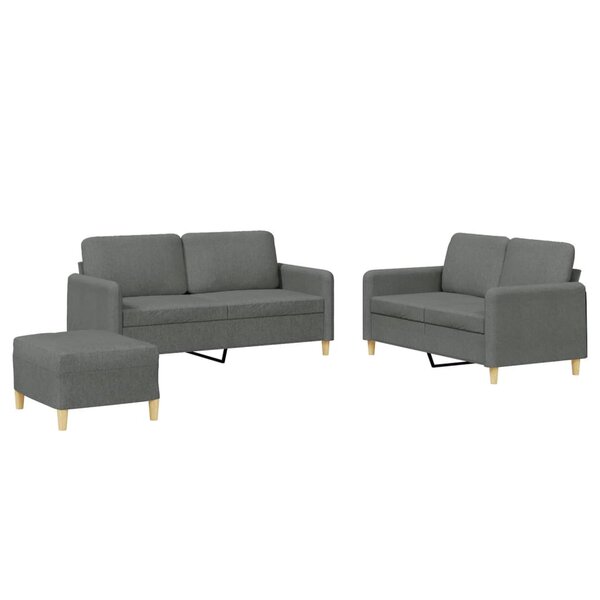vidaXL Ensemble de canapés 3 Pièces avec coussins Gris foncé Tissu