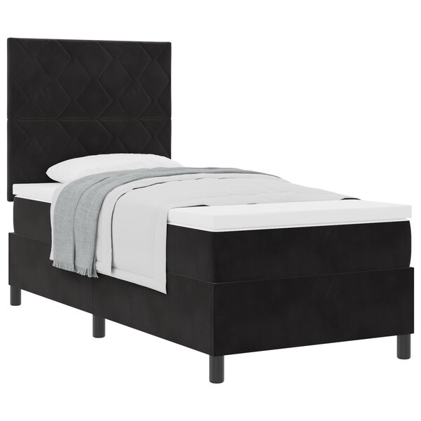 Lit Box Spring vidaXL avec Matelas Noir Simple en Velours
