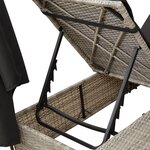 Transat double vidaXL avec toit et rideaux gris clair en poly rotin