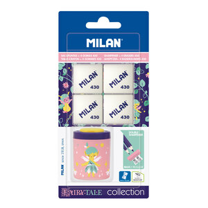 Blister 1 taille-crayons COLLECTION Fairy Tale + 4 gommes 430