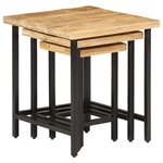 vidaXL Tables basses gigognes 3Pièces bois de manguier massif brut et fer