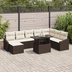 vidaXL Ensemble de 9 pièces de canapé de jardin avec coussins marron en poly-rattan