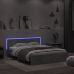 vidaXL Cadre de lit avec LED sans matelas gris béton 160x200 cm