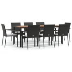 vidaXL Mobilier à dîner de jardin 9Pièces et coussins noir résine tressée