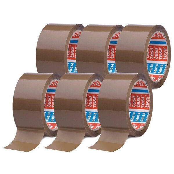 Ruban Adhésif d'emballage tesaPack PP Silencieux 50mmx66 mm Marron x 6 TESA