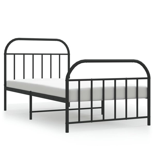 vidaXL Cadre de lit métal avec tête de lit/pied de lit noir 107x203 cm