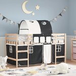 vidaXL Lit mezzanine enfants et tunnel blanc/noir 80x200cm pin massif