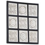 vidaXL Panneau mural sculpté à la main MDF 60x60x1 5 cm Noir et blanc